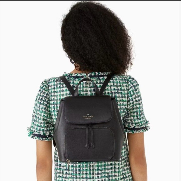 kate spade Medium Black Pebbled Leather Backpack.  EUC - Picture 4 of 4